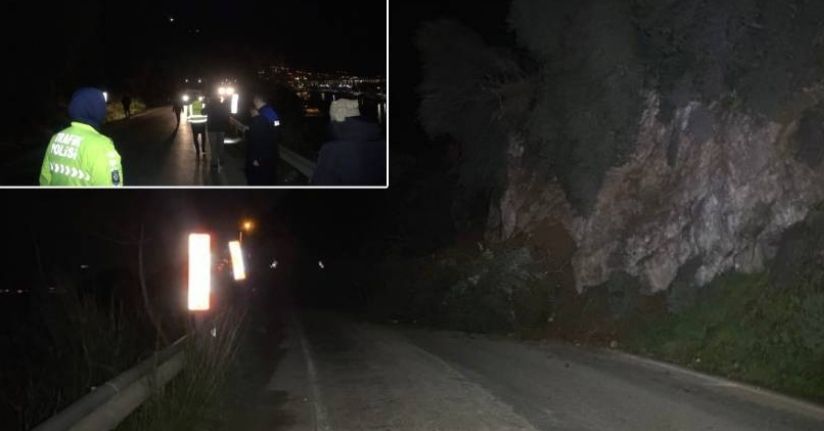 Bursa’da heyelan: Mudanya-Kurşunlu yolu trafiğe kapandı