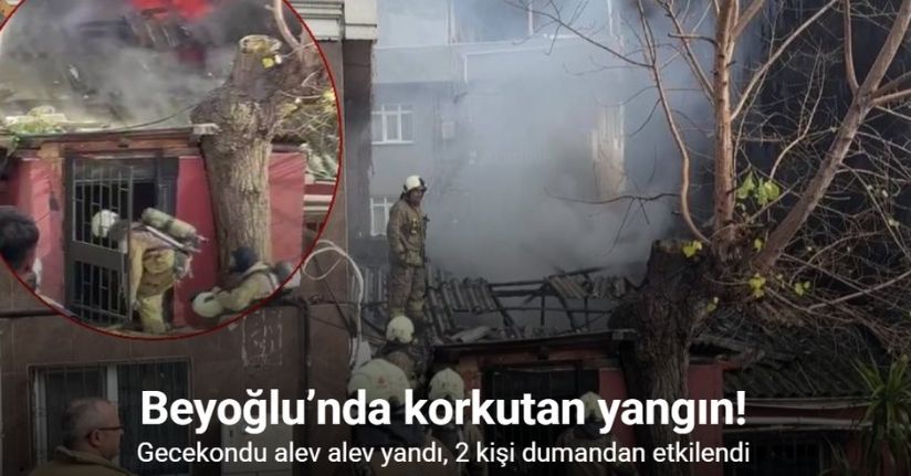 Beyoğlu’nda gecekondu alev alev yandı: 2 kişi dumandan etkilendi