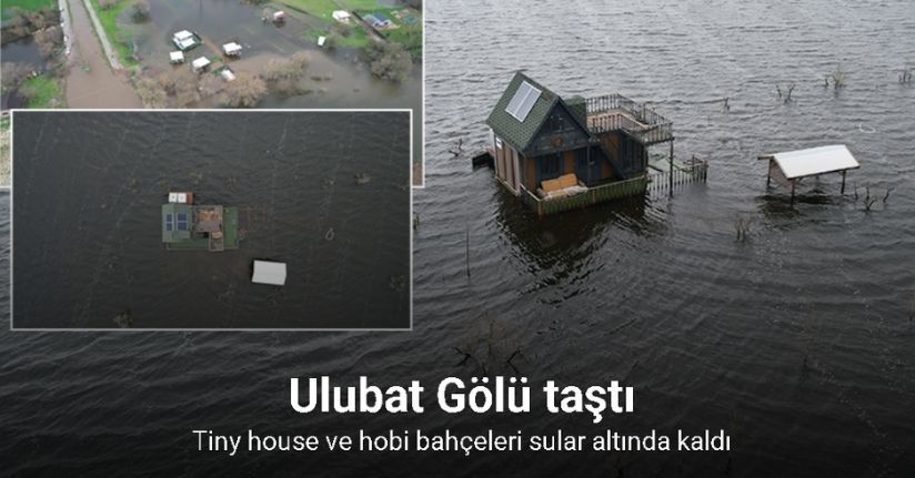 Yüzen evler...Ulubat Gölü taştı, felaket havadan görüntülendi