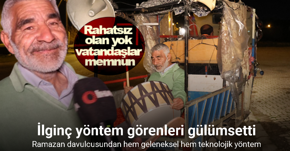 Ramazan davulcusundan hem geleneksel hem teknolojik yöntem