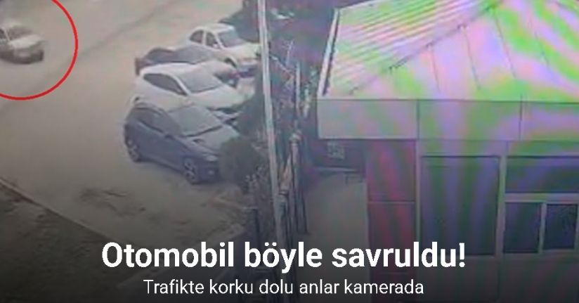 Trafikte korku dolu anlar kamerada: Otomobil böyle savruldu