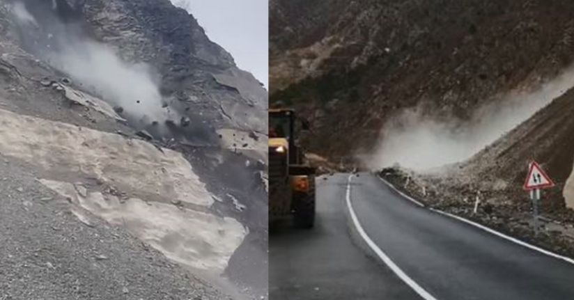 Artvin-Şavşat karayolunda heyelan