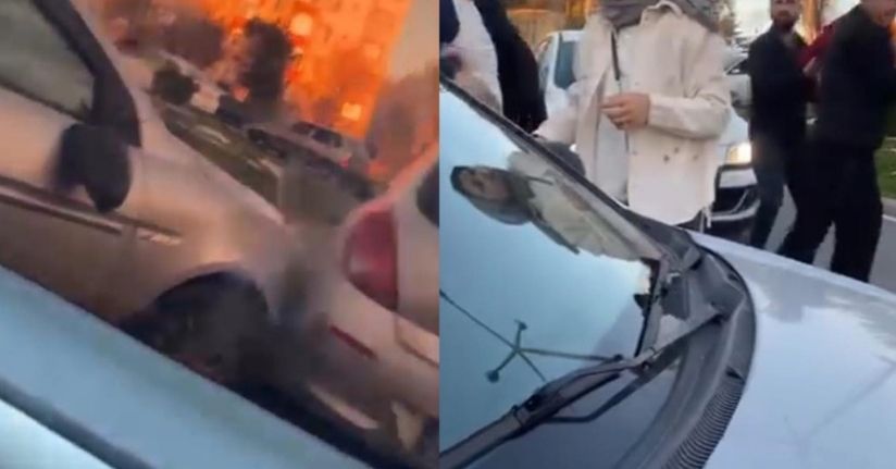 Kaza sonrası çocukların çığlıklarına rağmen kavga ettiler