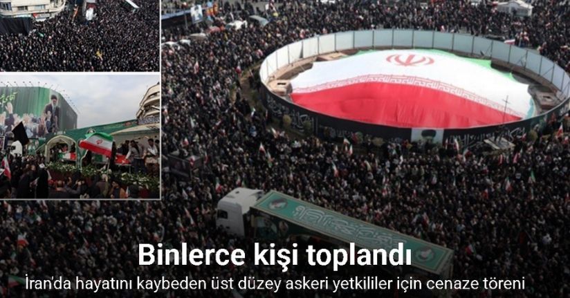 İran'da ABD-İsrail saldırılarında hayatını kaybeden üst düzey askeri yetkililer için cenaze töreni