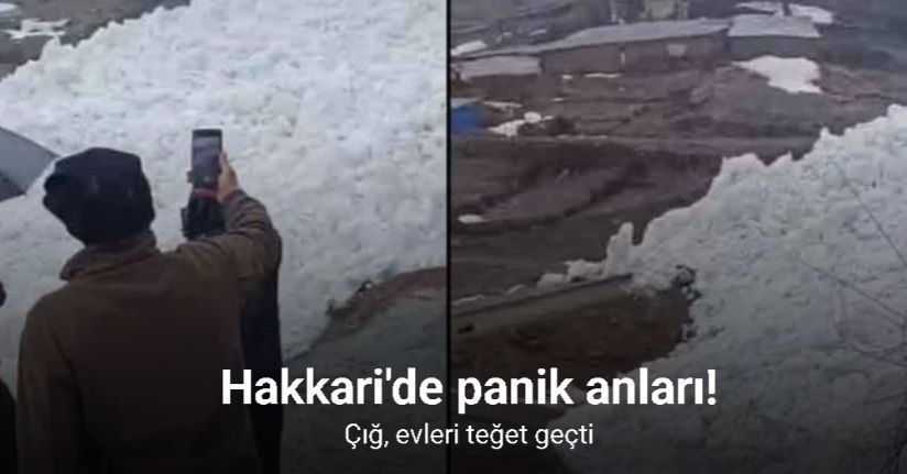 Hakkari'de çığ, evleri teğet geçti