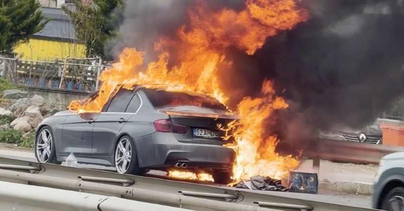 Ordu’da lüks otomobil alevlere teslim oldu