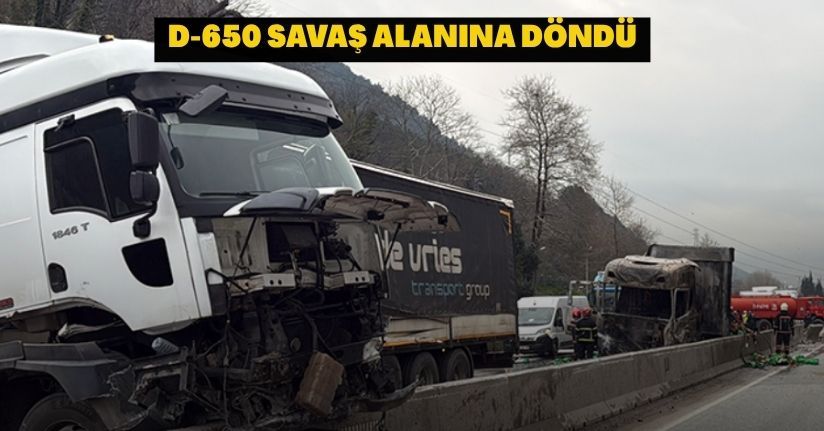 İki tır çarpıştı, D-650 savaş alanına döndü