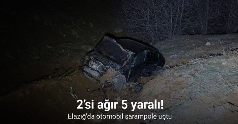 Elazığ’da otomobil şarampole uçtu: 2’si ağır 5 yaralı