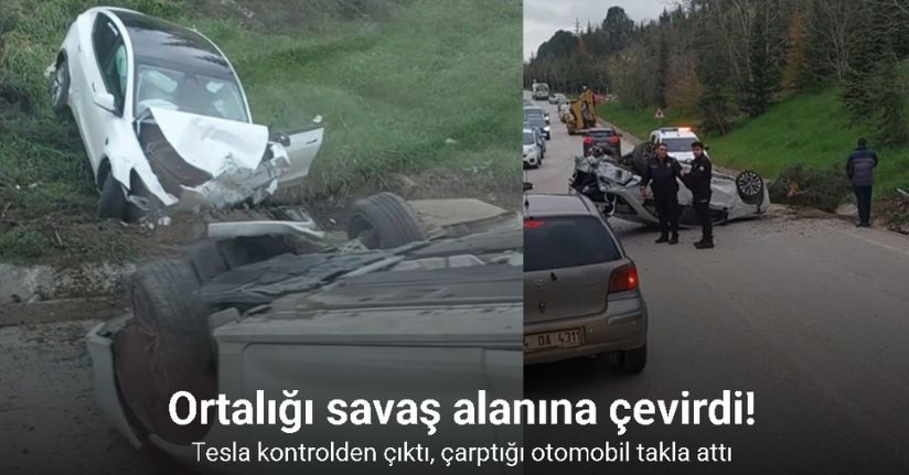 Kontrolden çıkan elektrikli araç otoparkı savaş alanına çevirdi