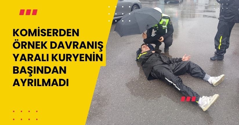  Komiserden örnek davranış, yaralı kuryenin başından ayrılmadı
