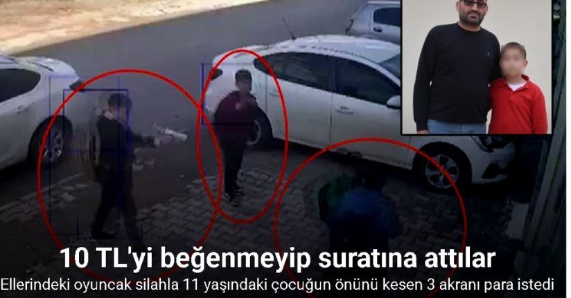 Ellerindeki oyuncak silahla 11 yaşındaki çocuğun önünü kesen 3 akranı para istedi