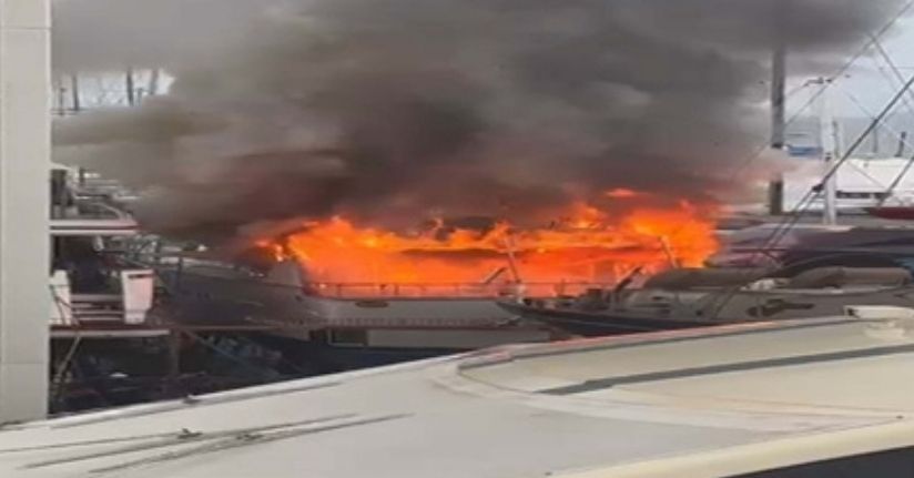 Eski kulüp başkanına ait motoryat, tersanede yandı