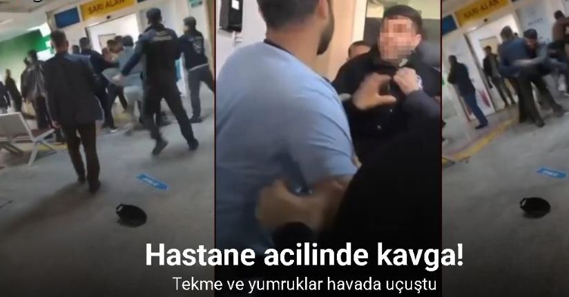 Hastane acilinde kavga kamerada
