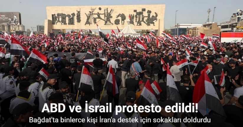 Bağdat'ta binlerce kişi İran'a destek için sokakları doldurdu