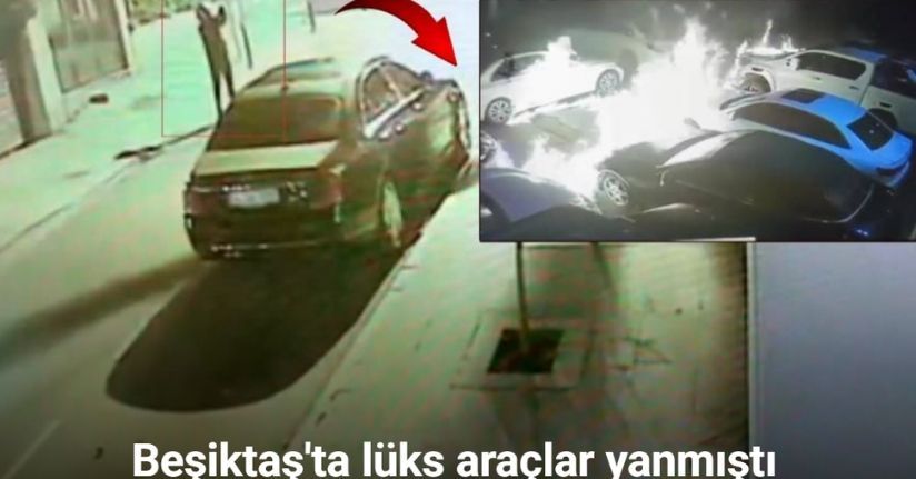 Beşiktaş’ta lüks araçların kundaklandığı ve villaya ateş açıldığı anlar güvenlik kamerasına yansıdı