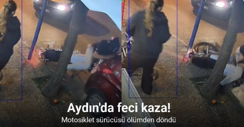 Motosiklet sürücüsünün ölümden döndüğü kaza kamerada