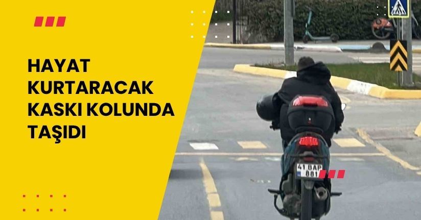 Hayat kurtaracak kaskı kolunda taşıdı