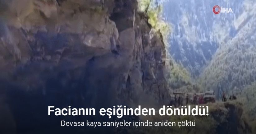 Devasa kaya saniyeler içinde aniden çöktü, facianın eşiğinden dönüldü