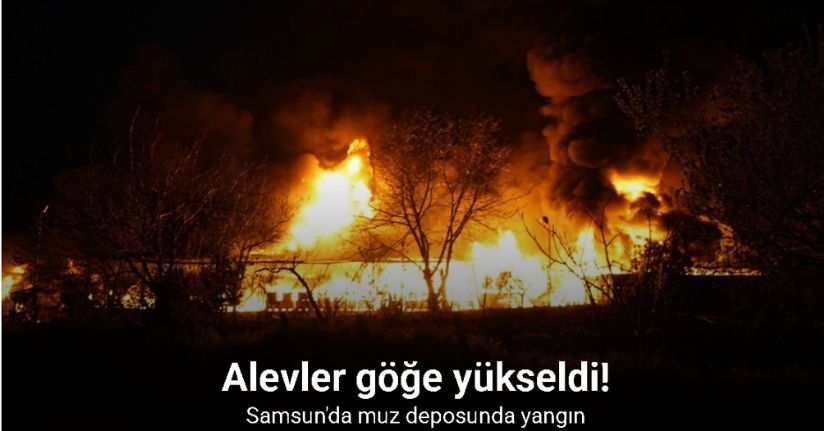Samsun'da muz deposunda yangın: Alevler göğe yükseldi