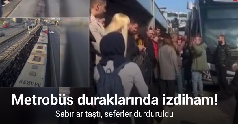 Metrobüs duraklarında yaşanan yoğunluk nedeniyle vatandaşlar metrobüsün önünü kesti