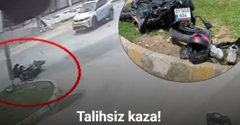 Kaza yapan motosikletli karşı yönden gelen minibüsün altında kaldı