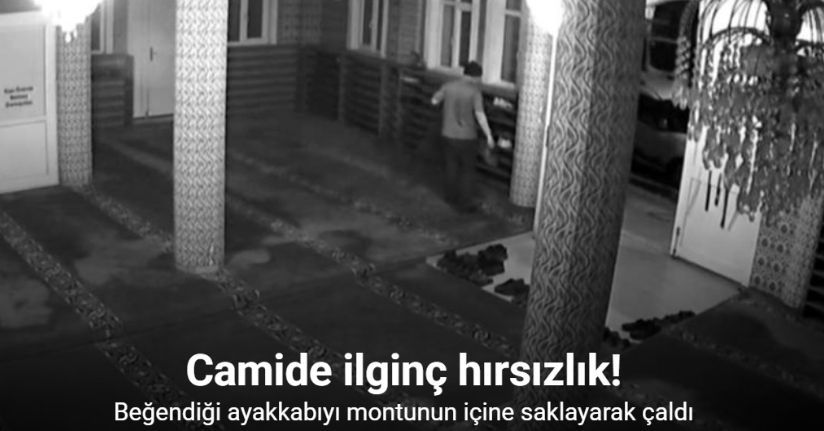Sultangazi’de camide beğendiği ayakkabıyı montunun içine saklayarak çalan hırsız kamerada