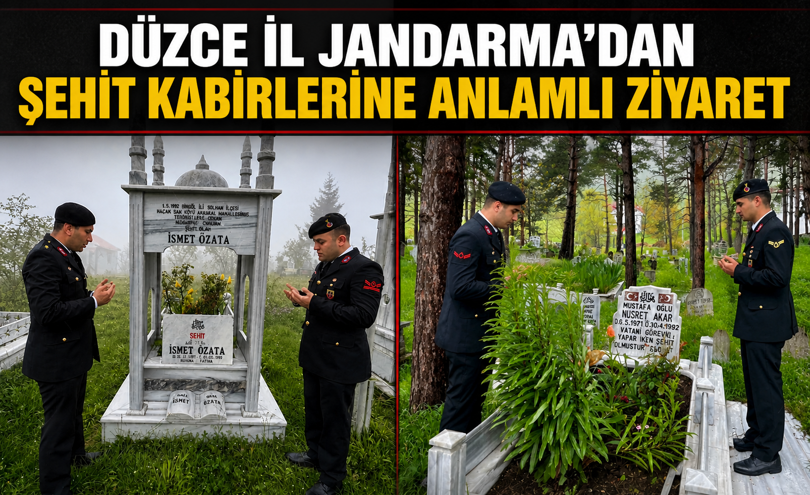 Düzce İl Jandarma’dan Şehit Kabirlerine Anlamlı Ziyaret