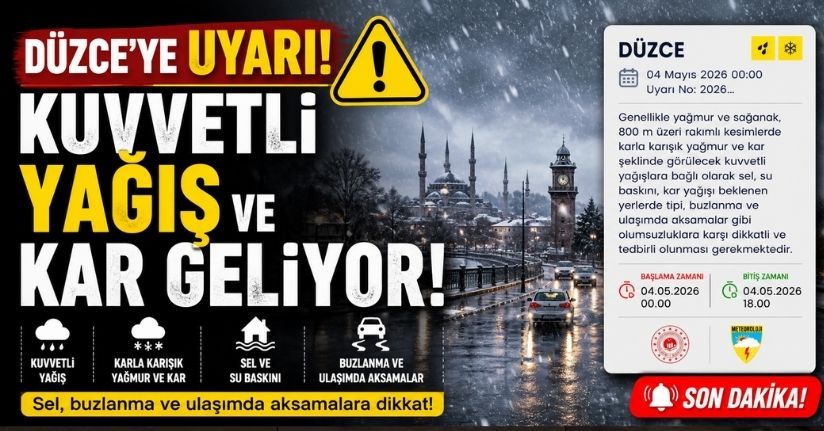 Düzce İçin Kuvvetli Yağış ve Kar Uyarısı