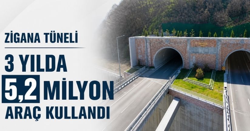 Zigana Tünelini 3 yılda 5,2 milyon araç kullandı