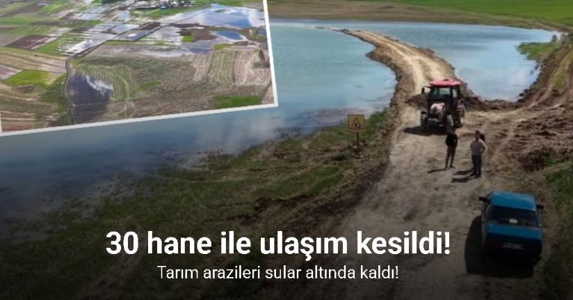 Tarım arazileri sular altında kaldı, 30 hane ile ulaşım kesildi