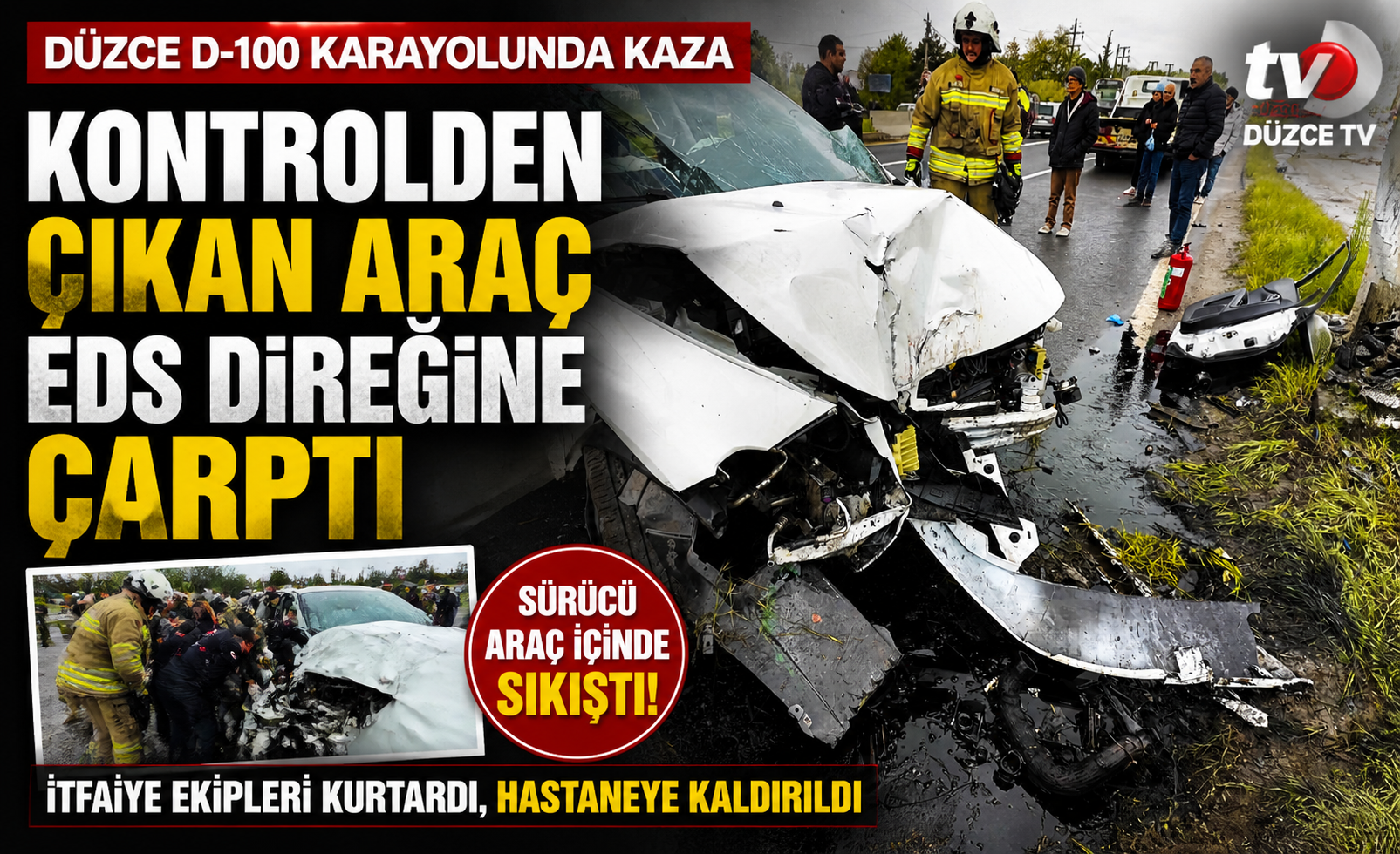 Kontrolden Çıkan Araç EDS Direğine Çarptı