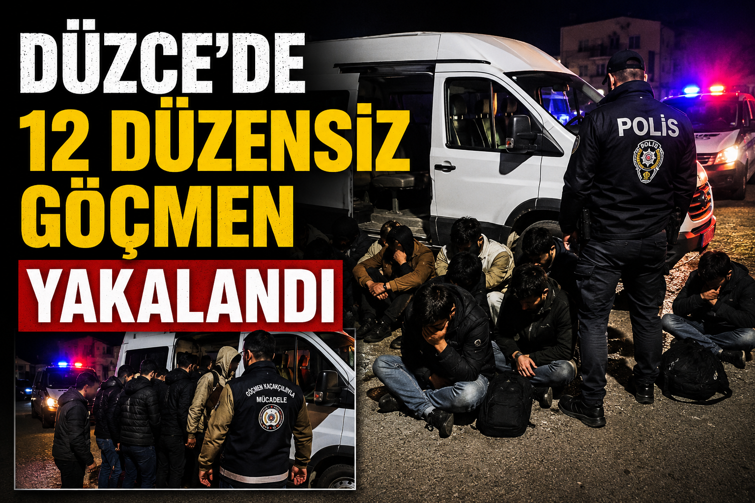 Düzce'de 12 Düzensiz Göçmen Yakalandı