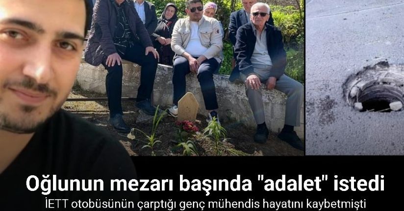Acılı baba oğlunun mezarı başında 
