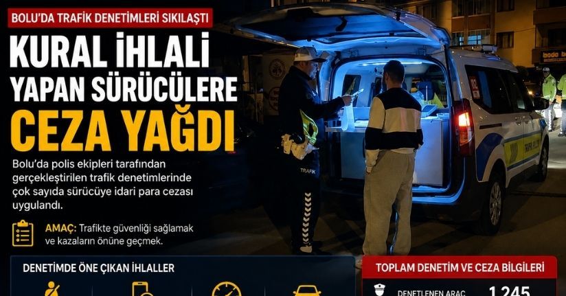 Bolu’da kural ihlali yapan sürücülere ceza yağdı