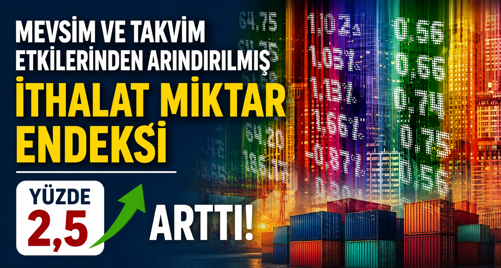 Mevsim ve takvim etkilerinden arındırılmış ithalat miktar endeksi yüzde 2,5 arttı