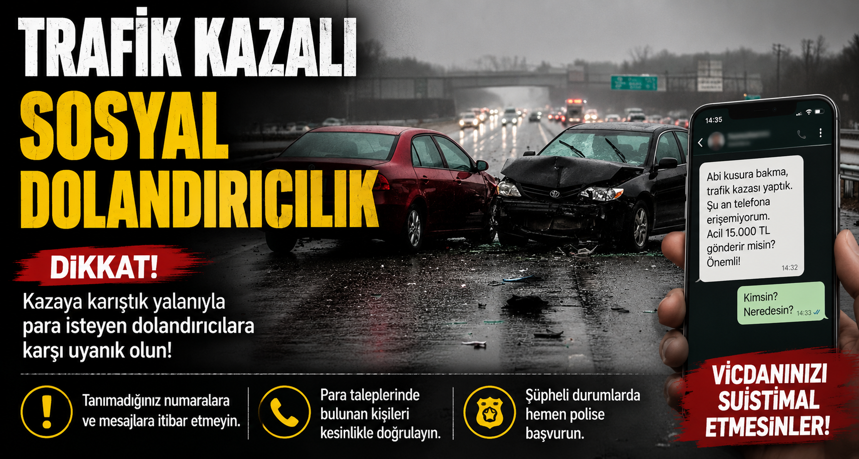 Trafik kazalı sosyal dolandırıcılık