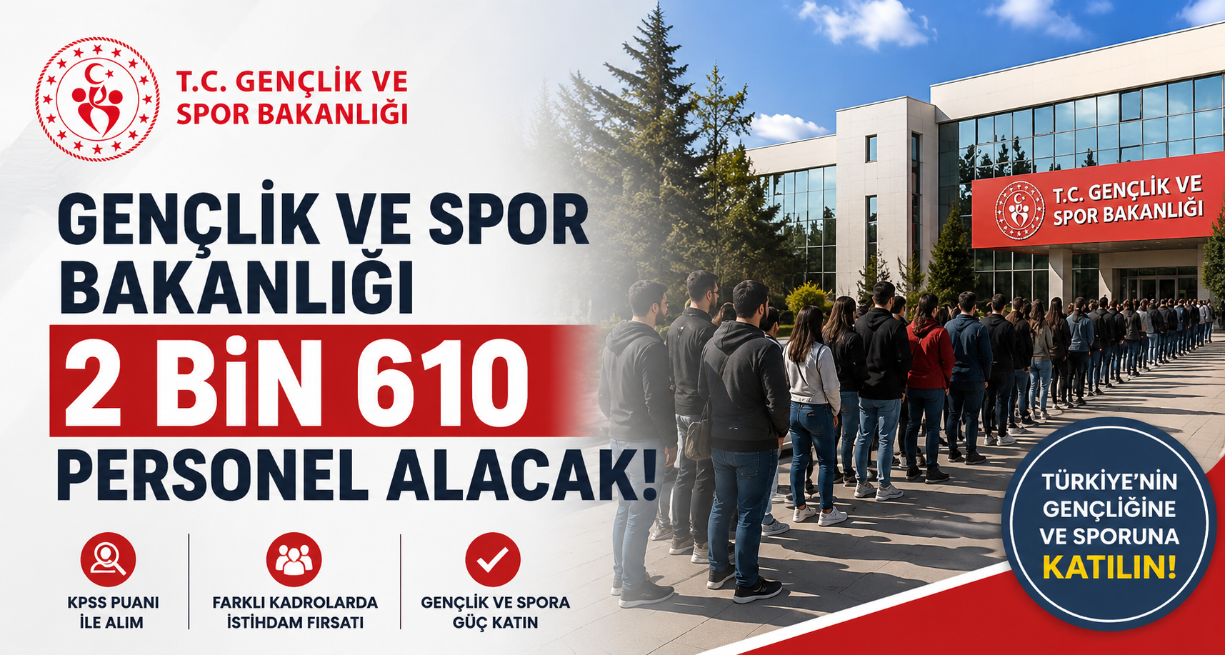 Gençlik ve Spor Bakanlığı 2 bin 610 personel alacak
