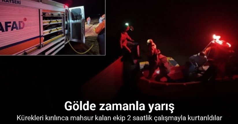 Botla açıldıkları gölde mahsur kaldılar: 2 saatlik çalışmayla kurtarıldılar