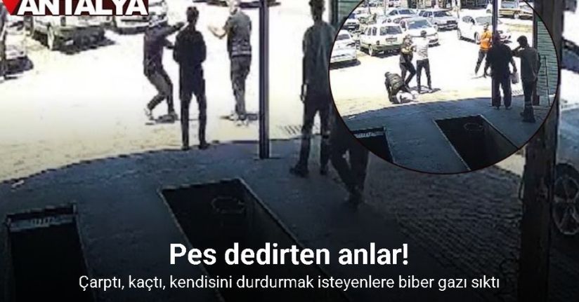 Kazaya neden olan sürücü, kendisini durdurmak isteyenlere biber gazı sıktı