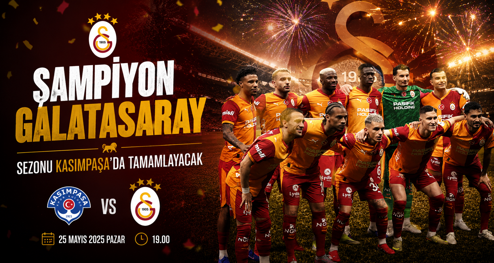 Şampiyon Galatasaray sezonu Kasımpaşa’da tamamlayacak