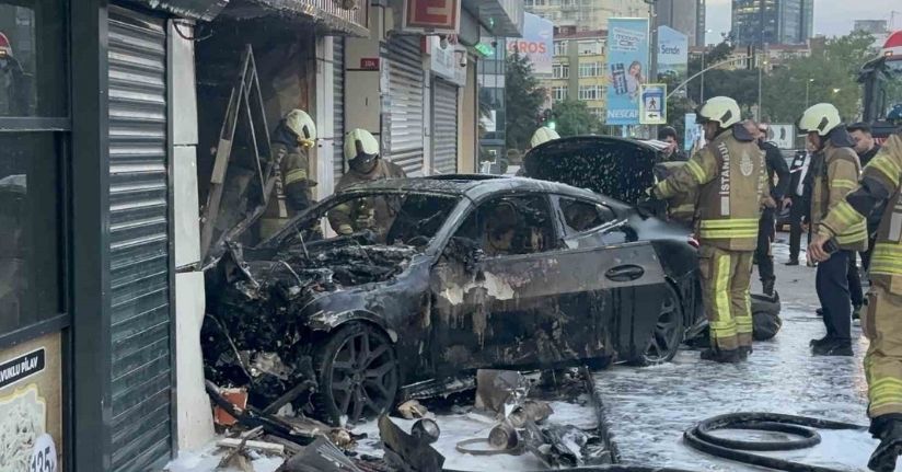 Şişli’de lüks araç dükkana girdi: 2 yaralı