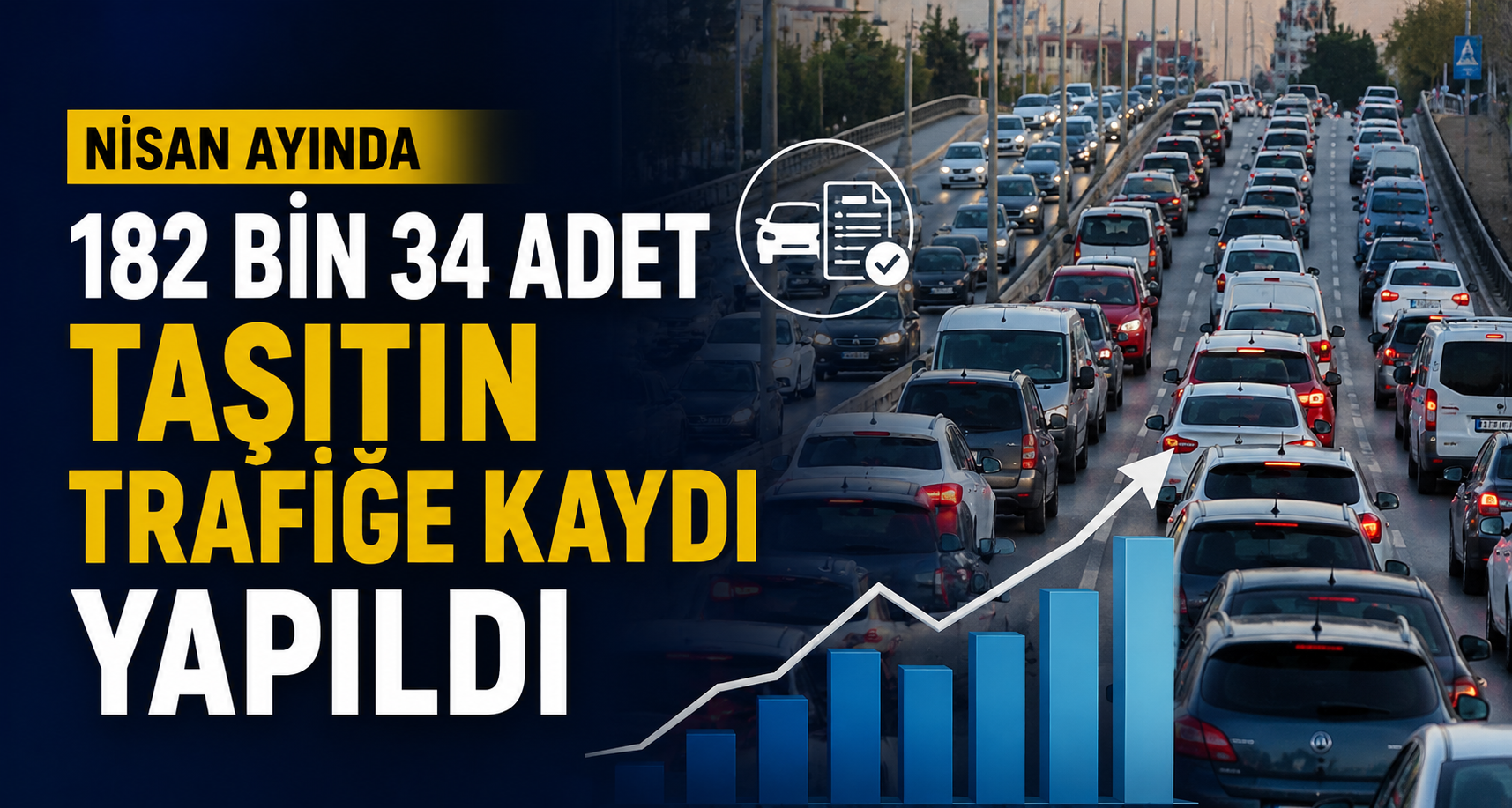 Nisan ayında 182 bin 34 adet taşıtın trafiğe kaydı yapıldı
