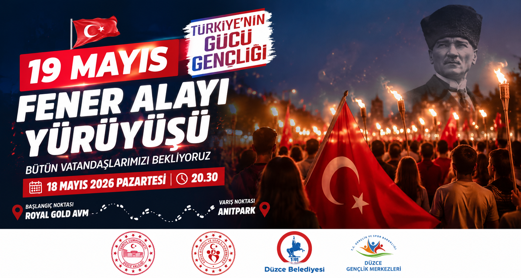 Düzce’de 19 Mayıs Coşkusu Fener Alayıyla Yaşanacak