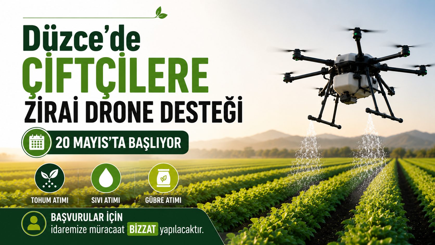 Düzce’de Çiftçilere Zirai Drone Desteği