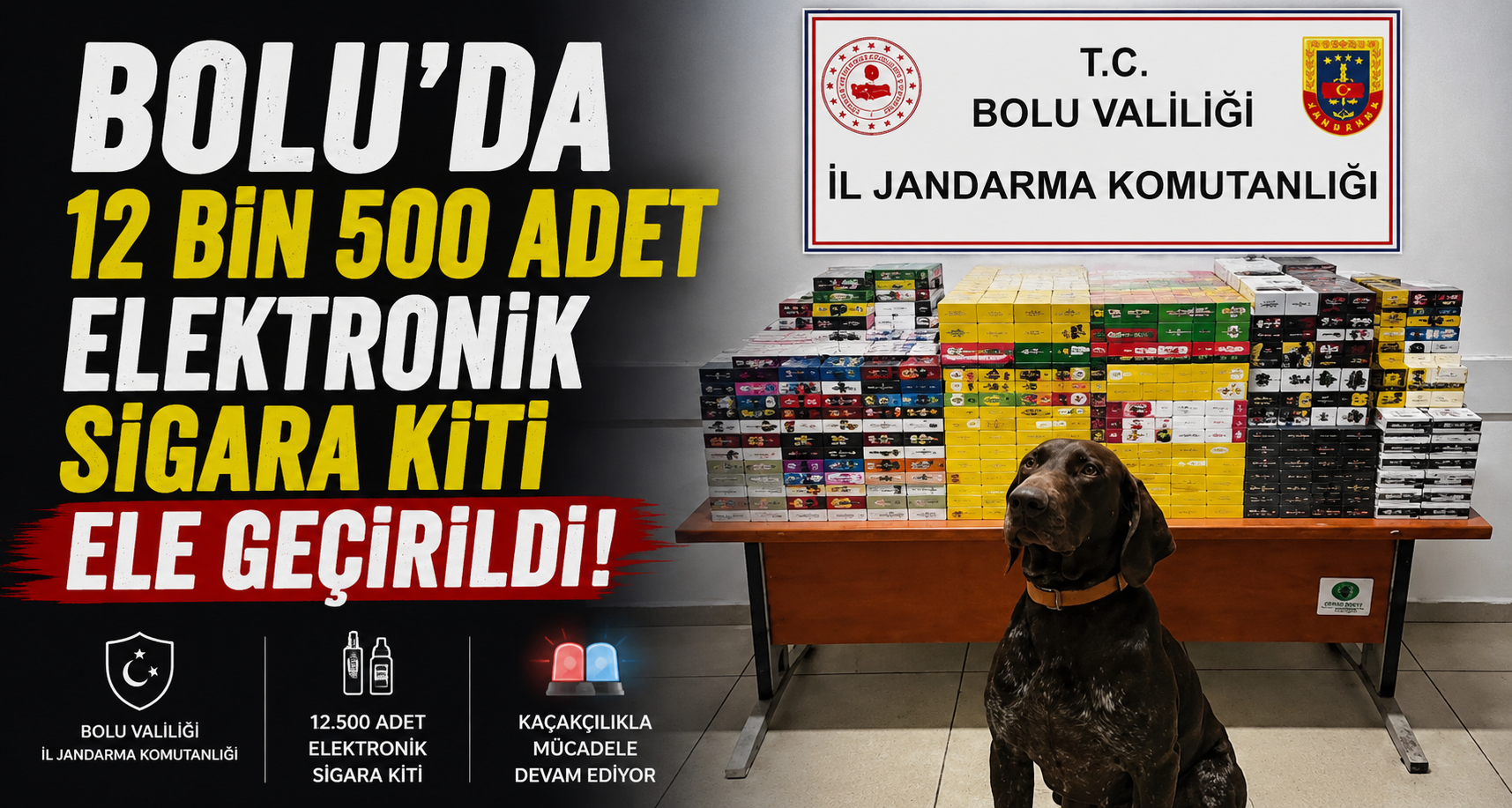 Bolu’da 12 bin 500 adet elektronik sigara kiti ele geçirildi