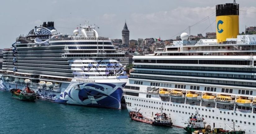 İstanbul’da dev kruvaziyer yoğunluğu havadan görüntülendi