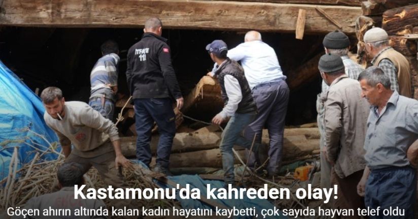 Göçen ahırın altında kalan kadın hayatını kaybetti, çok sayıda hayvan telef oldu