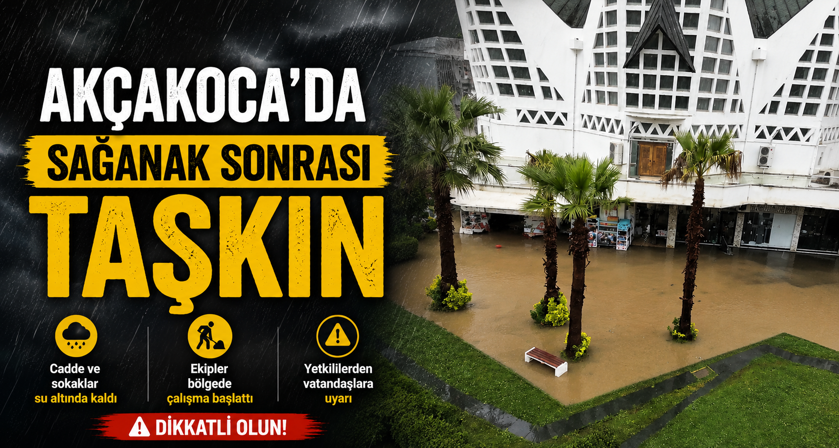 Akçakoca’da Sağanak Sonrası Taşkın
