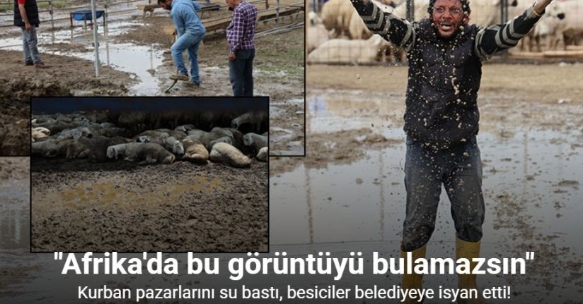 Kurban pazarlarını su bastı, besiciler belediyeye isyan etti