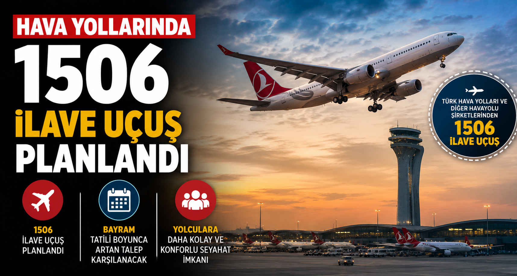 Hava yollarında 1506 ilave uçuş planlandı
